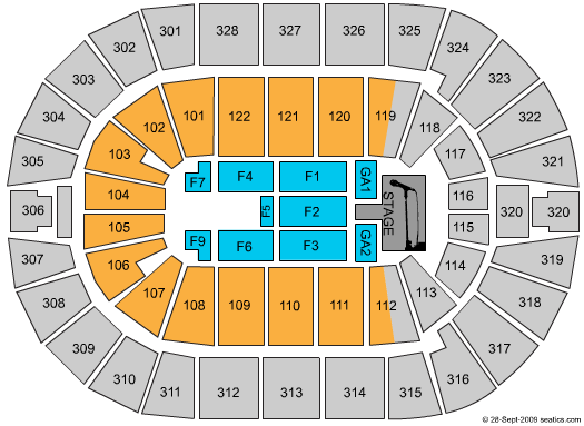 BOK Center Daughtry 2009-12-15 Seating Chart